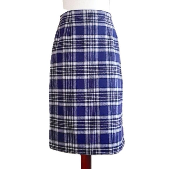 VINTAGE J.G. Hook Flannel Plaid Wool Blend Pencil Skirt Size 4 - Picture 1 of 6